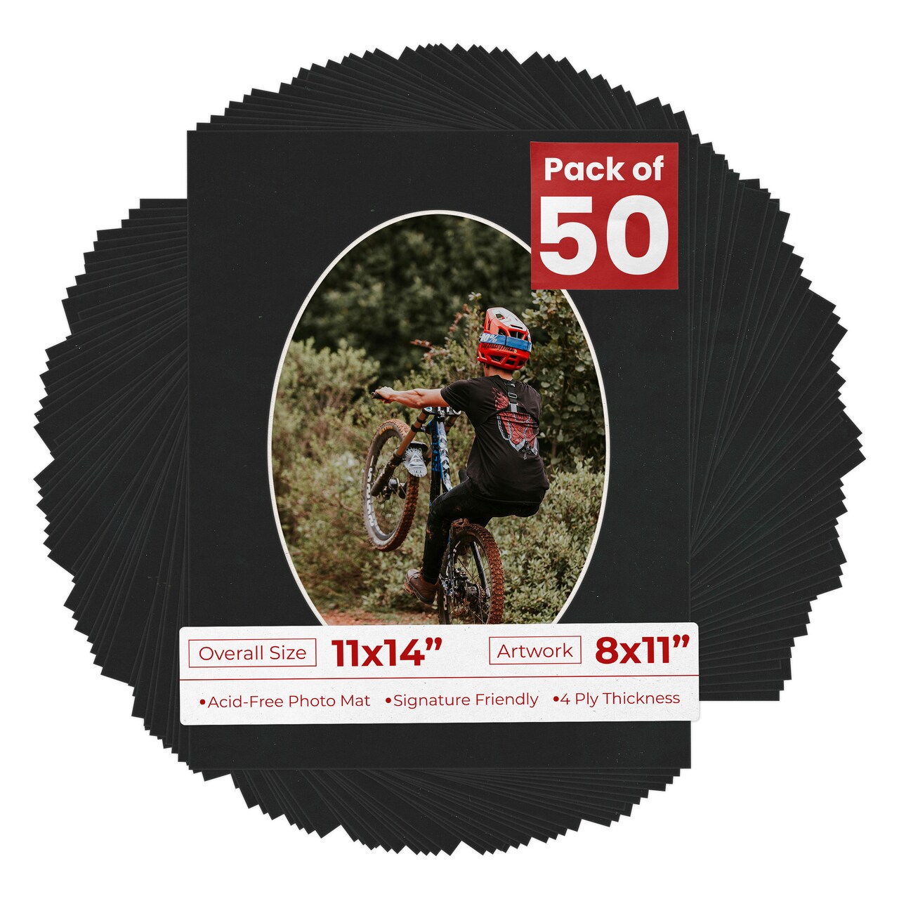 Black Suede Mat Board for 11x14 Frames - Oval Opening for 8x11 Photos